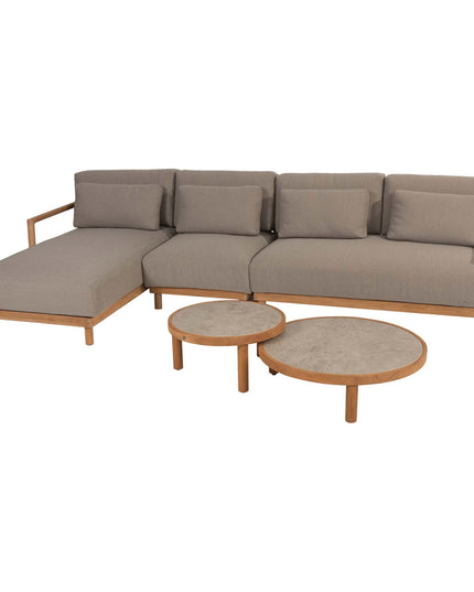 4 Seasons Outdoor Marie Chaise Lounge Bank + Center + Finn Coffee Tische Keramik