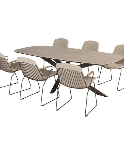4 Seasons Outdoor Veneto Dining Terre + Geschmack 4SO Prado Tisch mit Keramik -Tisch -Top Barrel Terre 240 cm
