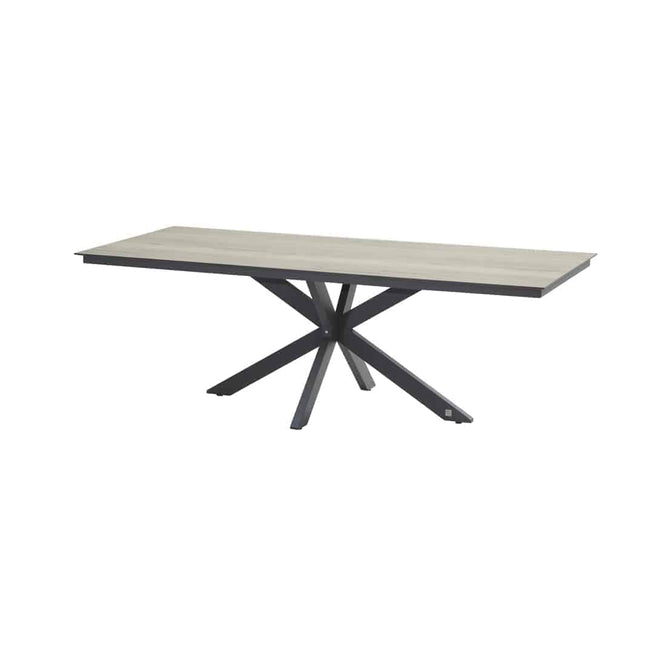 4 Seasons Outdoor Fabrice Essanthrazit + Minerva -Tisch mit HPL Blattholz Look 220 cm