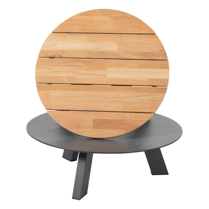4 Seasons Outdoor kosmischen Kaffeetisch mit Teaktisch -Top 65 cm Ø (H 35 cm)