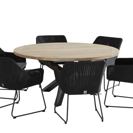 Taste 4SO Louvre Teak Tabelle 160 Ø CM Aluminiumbasis