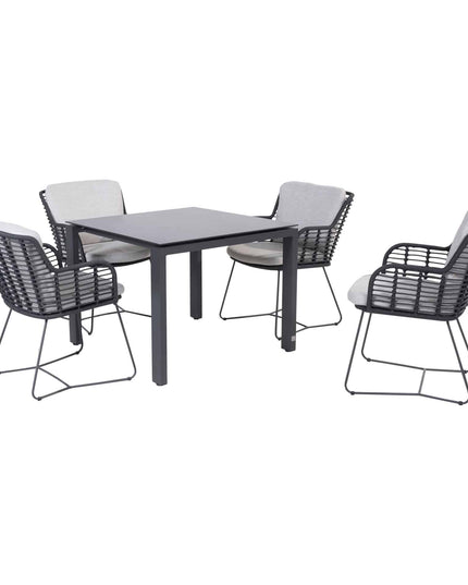 4 Seasons Outdoor Fabrice Essanthrazit + Goa Tisch HPL Slate Anthrazit 95 × 95 cm