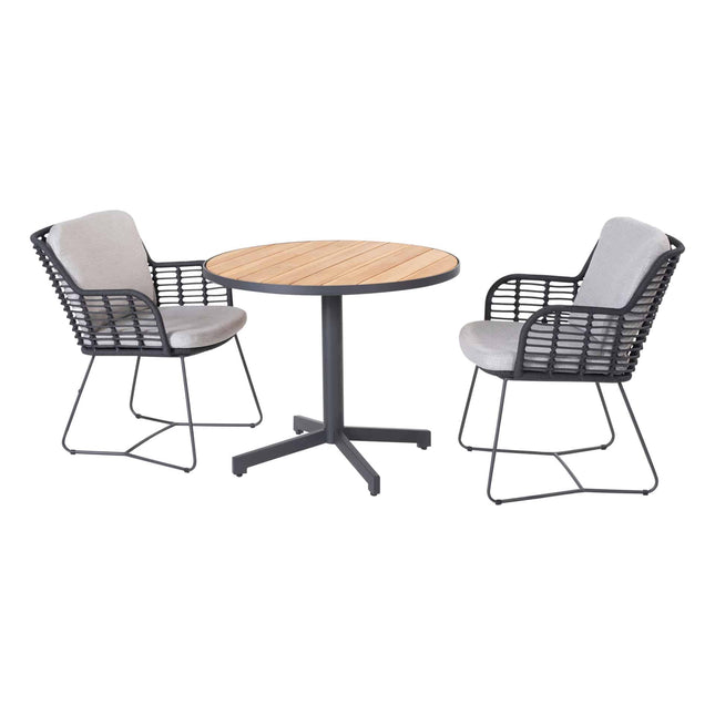 4 Seasons Outdoor Fabrice dining antraciet + Taste 4SO Fiesta bistrotafel 90 Ø cm