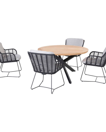 4 Seasons Outdoor Fabrice Essanthrazit + Geschmack 4SO Prado Teak Tabelle 130 Ø cm