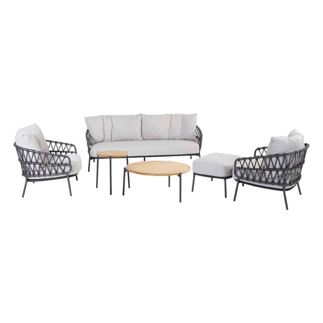 4 Seasons Outdoor Calpi loungeset met voetenbank + Yoga salontafels