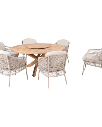 4 Seasons Outdoor Puccini Dining + Taste 4SO Prado Teak Tabelle 160 Ø CM + Lazy Susan