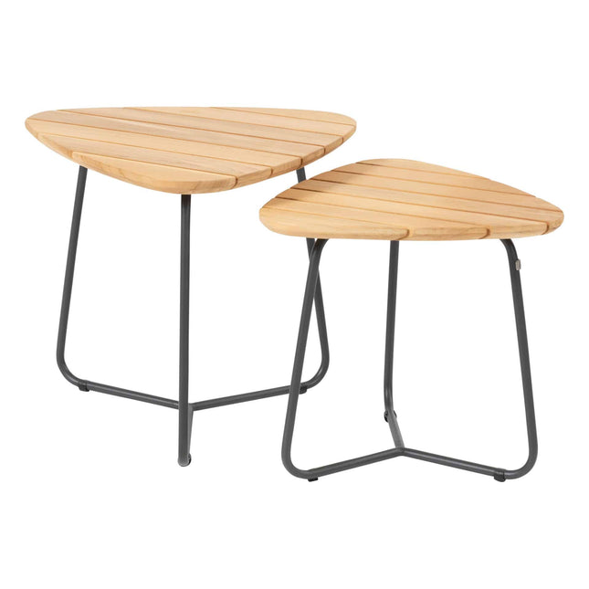 4 Seasons Outdoor Verdi set van 2 teak driehoekige salontafels