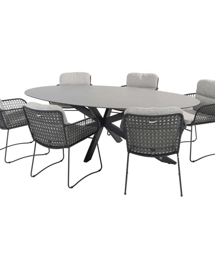 4 Seasons Outdoor Aprilla dining antraciet + Privada tafel ovaal HPL blad 240 cm