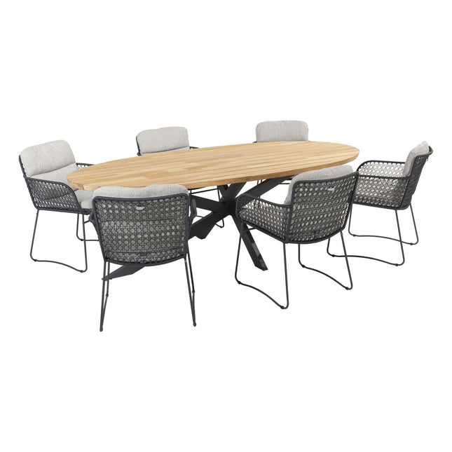 4 Seasons Outdoor Aprilla Ess Anthrazit + Geschmack 4SO Prado Teaktisch Oval 240 cm