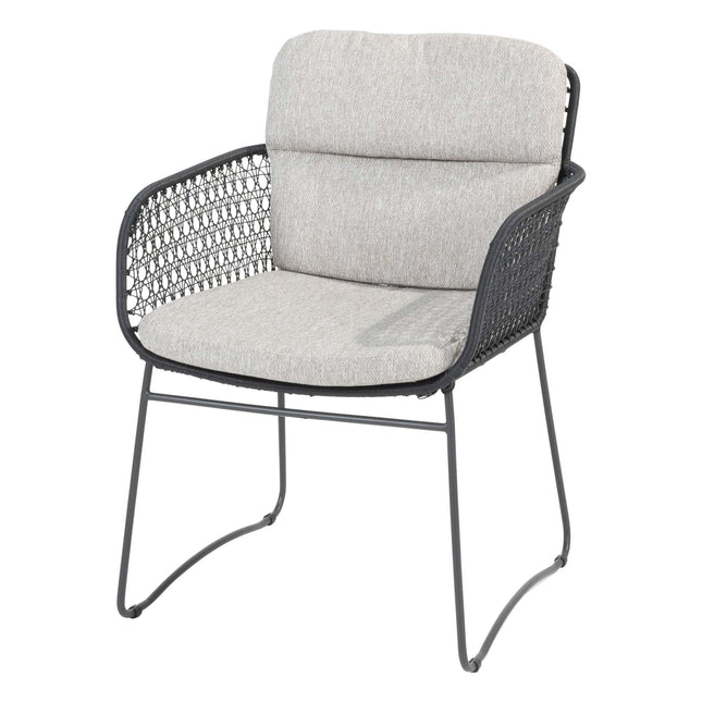 4 Seasons Outdoor Aprilla dining antraciet + Goa tafel HPL 95 cm slate antraciet