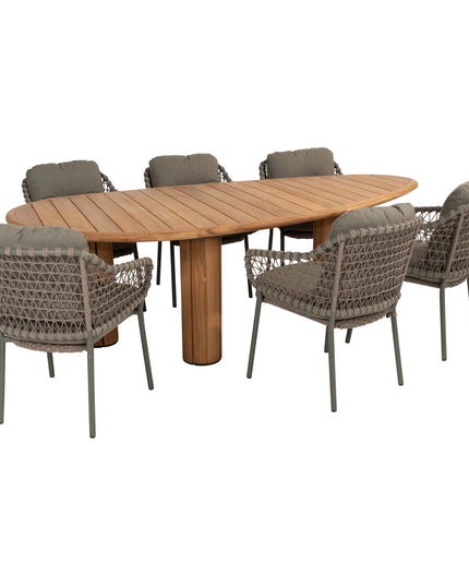 4 Seasons Outdoor Jura dining + Taste 4SO Corsica tafel kiezel-vorm teak 240 x 130 cm