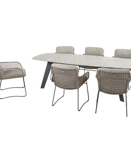 4 Seasons Outdoor Aprilla Dining Pure + Montana Tisch Fass Keramik Terrazzo 240 x 103 cm
