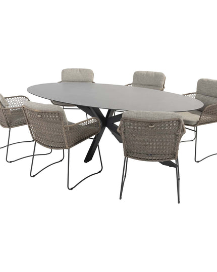 4 Seasons Outdoor Aprilla Dining Pure + Privada Tisch Oval HPL Blatt 240 cm