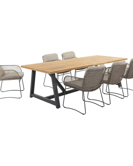 4 Seasons Outdoor Aprilla Dining rein + Geschmack 4SO Noah Teaktisch Anthrazit Basis 260 cm