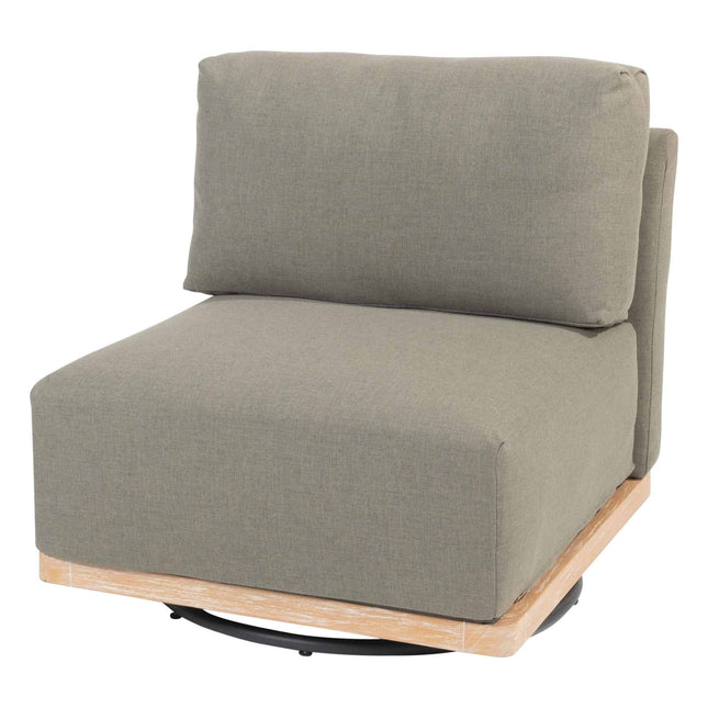 4 Seasons Outdoor Yara lounge draai stoel brushed teak upholstery incl. 3 kussens