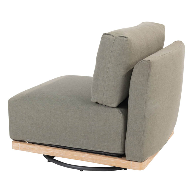 4 Seasons Outdoor Yara lounge draai stoel brushed teak upholstery incl. 3 kussens
