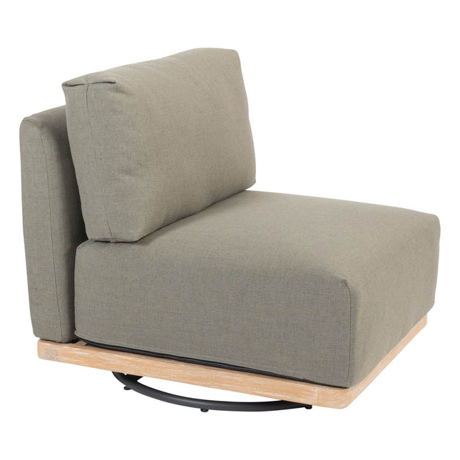 4 Seasons Outdoor Yara lounge draai stoel brushed teak upholstery incl. 3 kussens