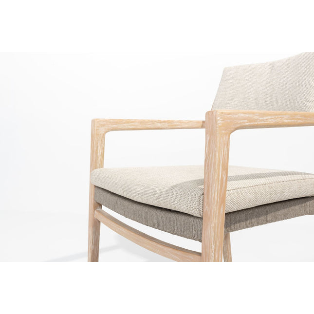 4 Seasons Outdoor Julia stapelbare dining stoel brushed teak incl. 2 kussens