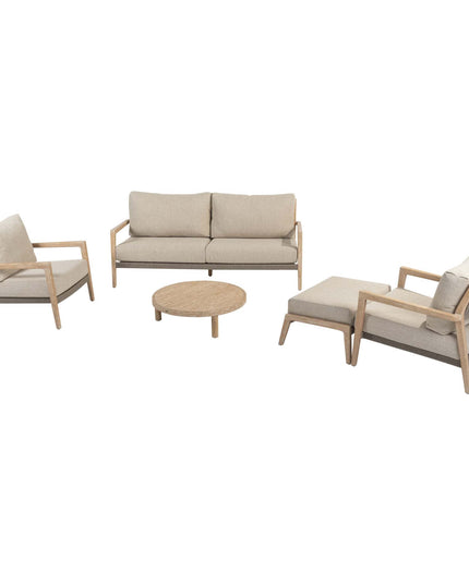 4 Seasons Outdoor Julia Lounge Set + Footstool + REM Couchtisch 80 Ø CM