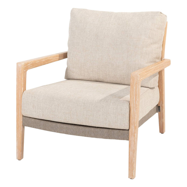 4 Seasons Outdoor Julia lounge stoel brushed teak incl. 2 kussens