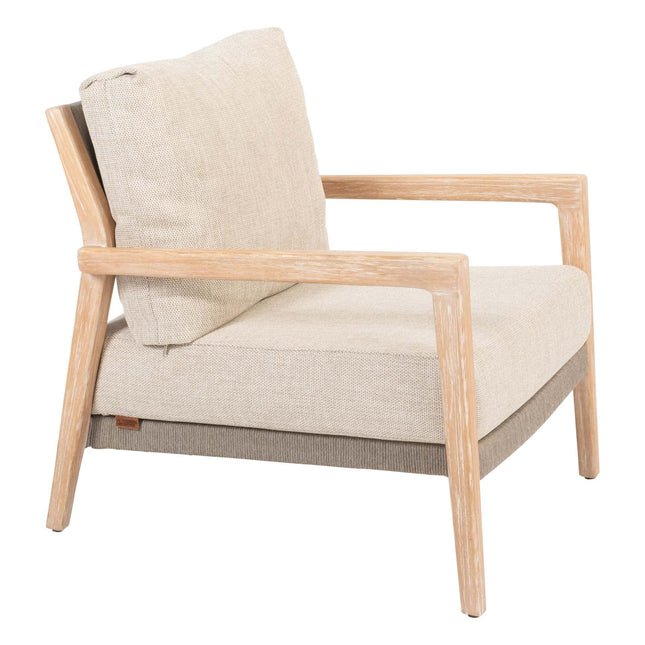 4 Seasons Outdoor Julia lounge stoel brushed teak incl. 2 kussens