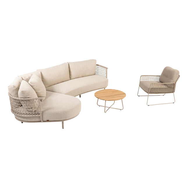 4 Seasons Outdoor Sardinia Chaise Lounge Bank + Geschmack 4SO Albano Lounge Chair + Verdi Coucht Tabelle 73 Ø CM