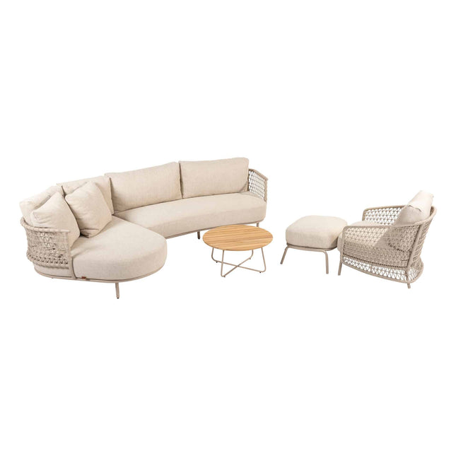 4 Seasons Outdoor Sardinia Chaise Lounge Bank + Puccini Lounge Chair + Verdi Coucht Tabelle 73 Ø CM