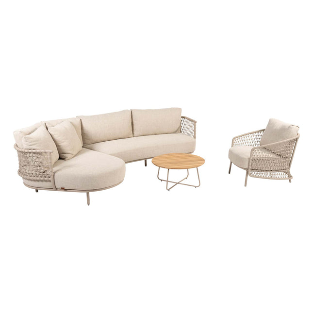 4 Seasons Outdoor Sardinia Chaise Lounge Bank + Puccini Lounge Chair + Verdi Coucht Tabelle 73 Ø CM