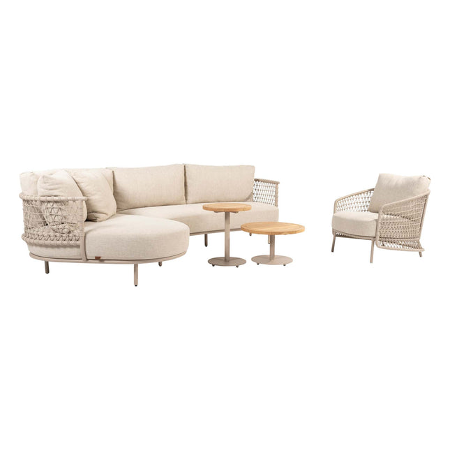 4 Seasons Outdoor Sardinia Chaise Lounge Bank + Puccini Lounge Chair + Volta Kaffeetische