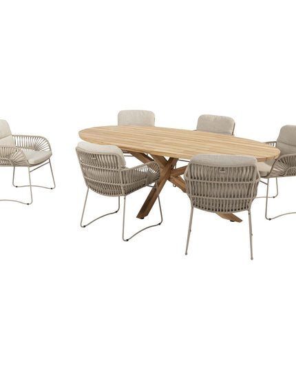4 Seasons Outdoor Murcia Dining Latte + Taste 4SO Prado Teak Tisch Oval 240 cm