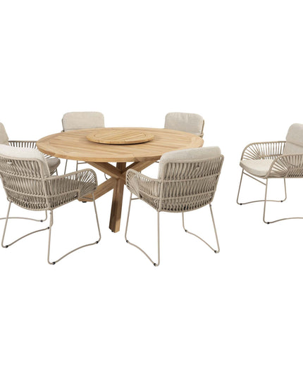 4 Seasons Outdoor Murcia Dining Latte + Taste 4SO Prado Teak Tabelle 160 Ø CM