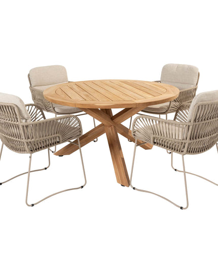 4 Seasons Outdoor Murcia Dining Latte + Taste 4SO Prado Teak Tabelle 130 Ø CM