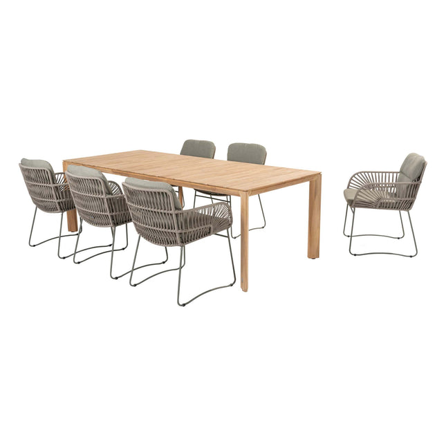 4 Seasons Outdoor Murcia dining olive + Lucas teak tafel 240 x 100 cm