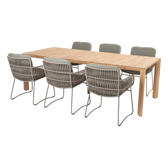 4 Seasons Outdoor Murcia dining olive + Lucas teak tafel 240 x 100 cm