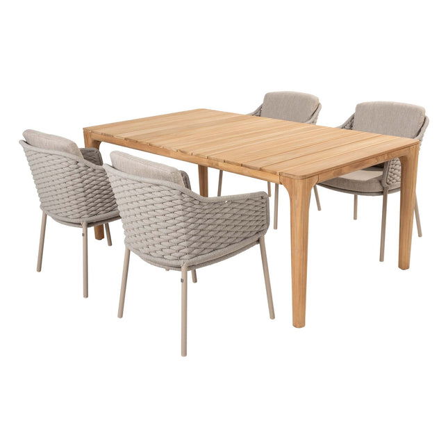 4 Seasons Outdoor Eros Dining + Geschmack 4SO Liam Teak Tabelle 180 cm