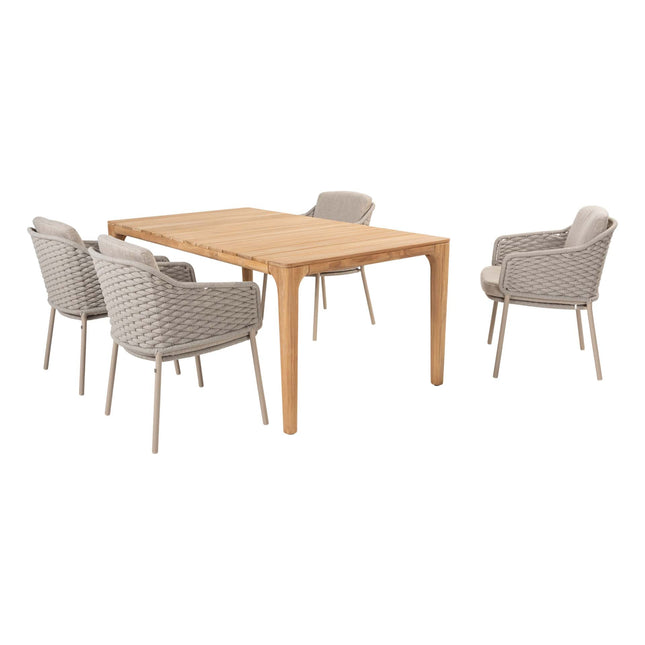 4 Seasons Outdoor Eros Dining + Geschmack 4SO Liam Teak Tabelle 180 cm