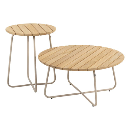 4 Seasons Outdoor Verdi salontafel teak 73 cm. Ø  (H 35) latte