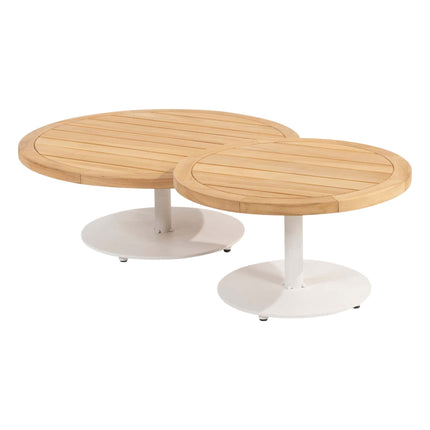 4 Seasons Outdoor Volta teak salontafel centrale poot wit 60 cm. Ø (H 35)