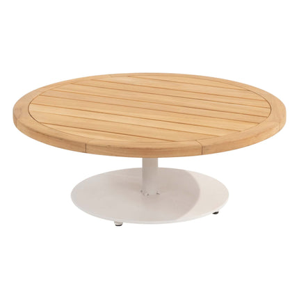 4 Seasons Outdoor Volta teak salontafel centrale poot wit 80 cm. Ø (H 30)