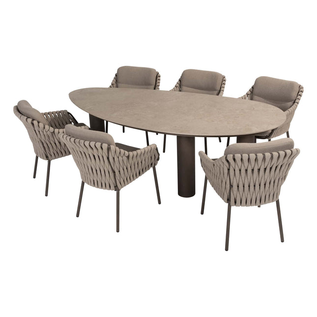 4 Seasons Outdoor Montera Dining + Arizona Tisch Keramikblatt Kieselform