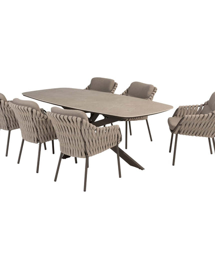 4 Seasons Outdoor Montera dining + Taste 4SO Prado tafel met keramisch tafelblad barrel terre 240 cm