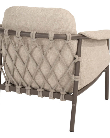 4 Seasons Outdoor Ezra chaise lounge bank + loungestoel + Finn salontafel kiezel-vorm