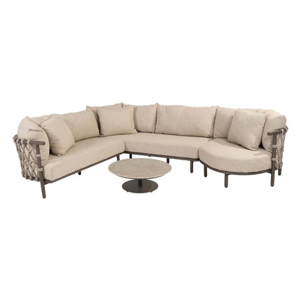 4 Seasons Outdoor Ezra loungeset + Boaz salontafel 80 Ø cm terre