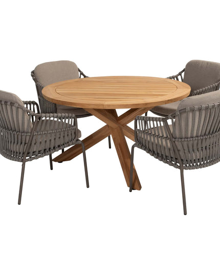 4 Seasons Outdoor Capalbio Essstuhl + Geschmack 4SO Prado Teak Tabelle 130 Ø CM