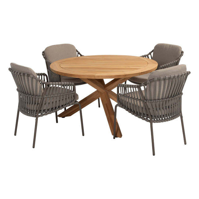 4 Seasons Outdoor Capalbio Essstuhl + Geschmack 4SO Prado Teak Tabelle 130 Ø CM