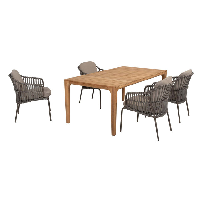 4 Seasons Outdoor Capalbio Essstuhl + Geschmack 4SO Liam Esstisch Teak 180 cm