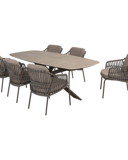 4 Seasons Outdoor Capalbio Essstuhl + Geschmack 4SO Prado Tisch mit Keramiktisch Top Barrel Terre 240 cm
