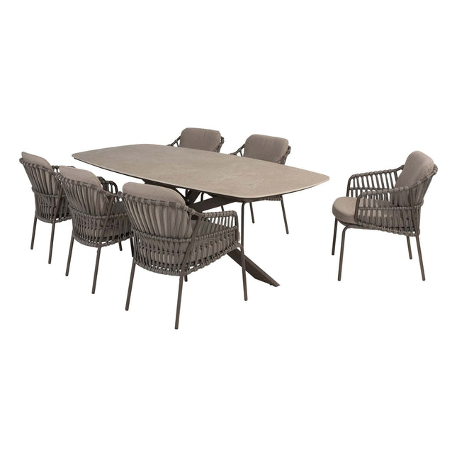 4 Seasons Outdoor Capalbio Essstuhl + Geschmack 4SO Prado Tisch mit Keramiktisch Top Barrel Terre 240 cm