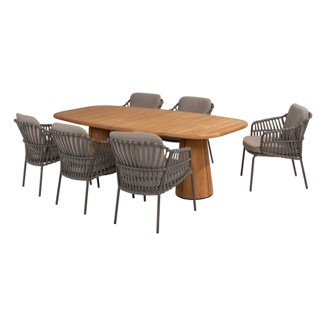 4 Seasons Outdoor Capalbio Essstuhl + Geschmack 4SO Capri Tisch-Fass-Form-Teak 240 cm