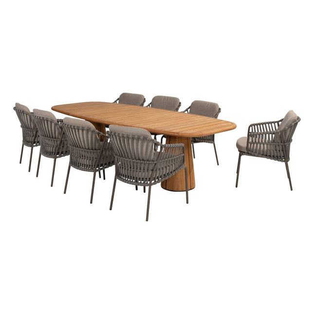 4 Seasons Outdoor Capalbio Essstuhl + Geschmack 4SO Capri Tisch-Fass-Form-Teak 280 cm